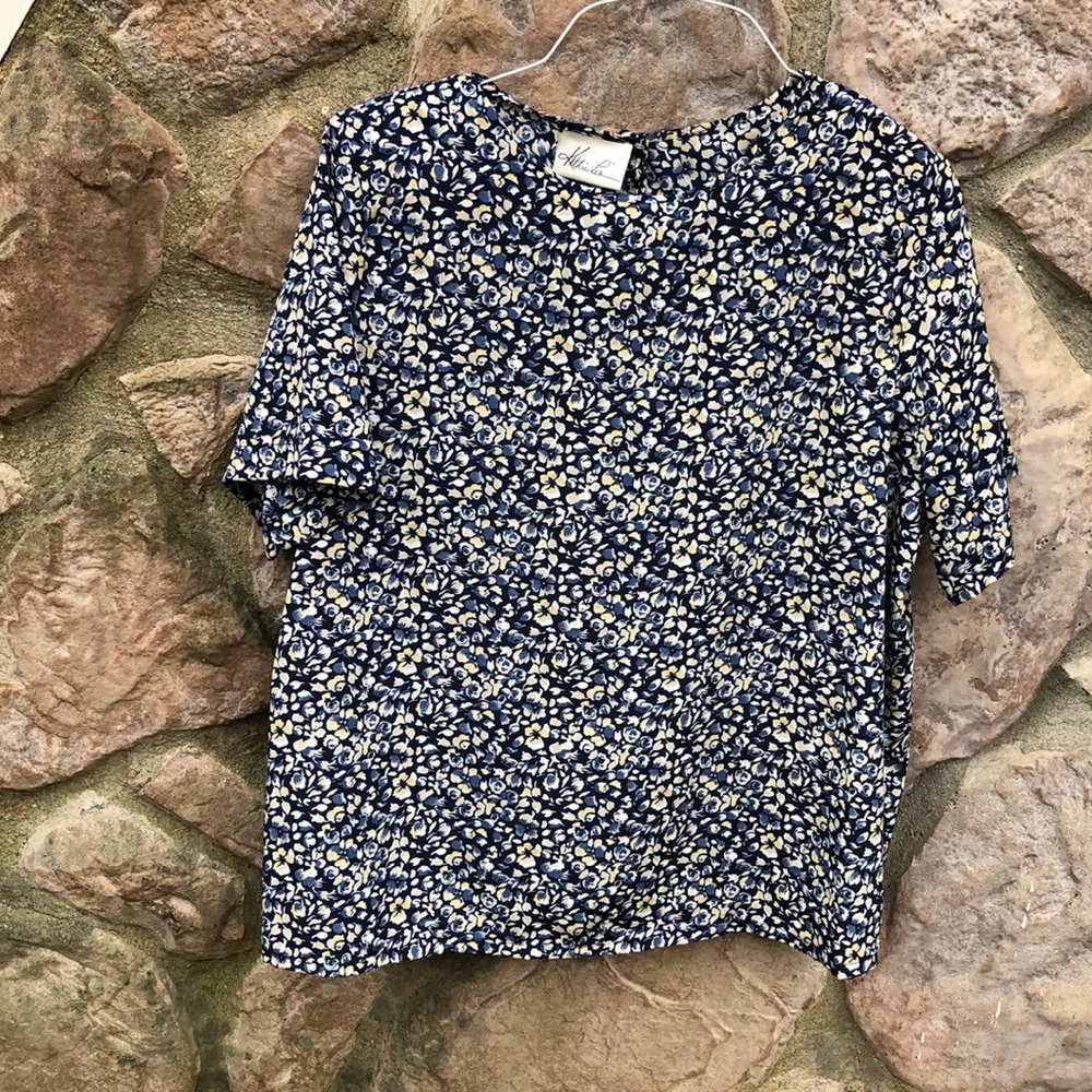 Kathie Lee Floral Pullover Satiny Blouse